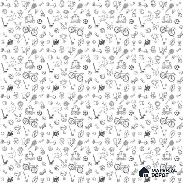 Black and White Sports Wallpaper for Kids Rooms Sparkla N Shine Series Soft Feel Patterned Design (Customised Size Wallpaper)