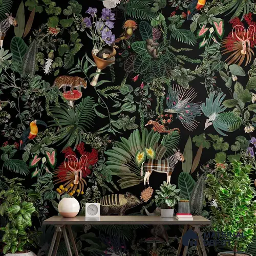Brasil, A Fascinating Colorful Tropical Wallpaper Sukoon Series Canvas Tropical Design (Customised Size Wallpaper)