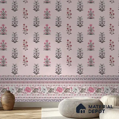 Buti Bliss Indian Motifs Room Pink Color Soft Feel (Customised Wallpaper)
