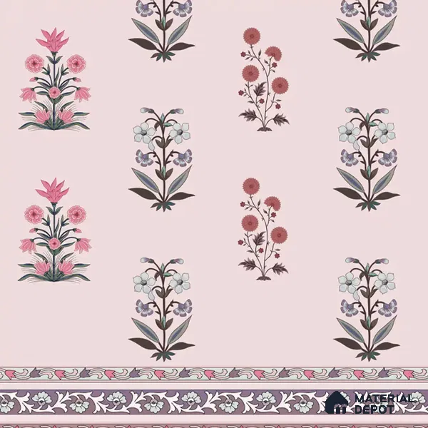 Buti Bliss Indian Motifs Room Pink Color Soft Feel (Customised Wallpaper)