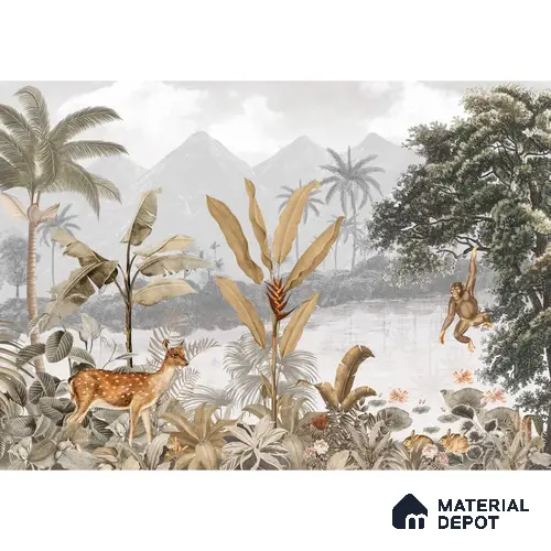 Cheer, Jungle Theme Wallpaper, Sepia Tone Sukoon Series Handmade Nature Design (Customised Size Wallpaper)