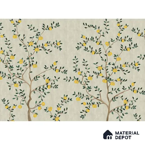 Chinoiserie Lemons, Customised Wallpaper for Walls Indrani Series Handmade Florals Design (Customised Size Wallpaper )