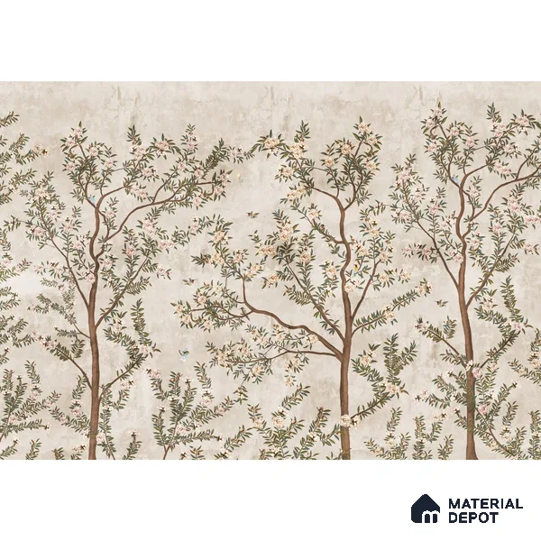 700111 - Chinoiserie Pattern Wallpaper for Walls, Customised Indrani Series Soft Feel Tropical Design (Customised Size Wallpaper )
