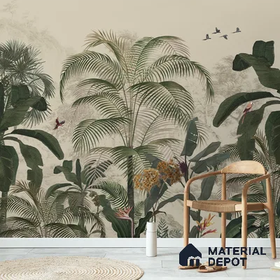 Coastal Life, Tropical Theme Wallpaper, Customised Sukoon Series Canvas Tropical Design (Customised Size Wallpaper)