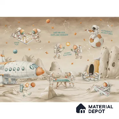 Coffee Bean Cosmic Clubhouse Kids Room Soft Feel Wallpaper