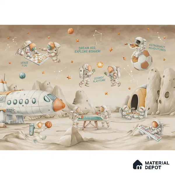 Coffee Bean Cosmic Clubhouse Kids Room Soft Feel Wallpaper