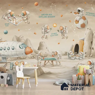 Coffee Bean Cosmic Clubhouse Kids Room Soft Feel Wallpaper