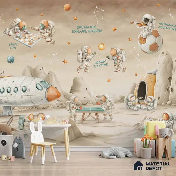 Coffee Bean Cosmic Clubhouse Kids Room Soft Feel Wallpaper