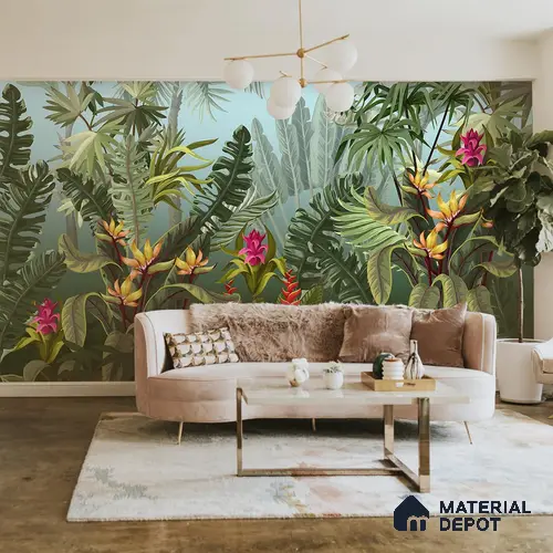 Colorful Tropical Theme Jhurmut Wallpapers, Customised Indrani Series Handmade Tropical Design (Customised Size Wallpaper )