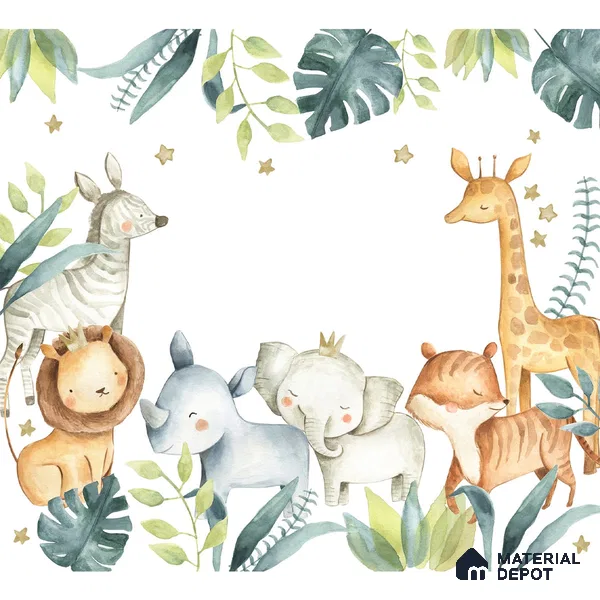 Cute Animal Nursery Room Handmade Wallpaper