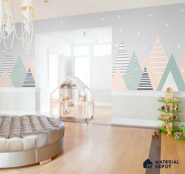 Cute Mountains Wallpaper for Kids Room Sparkla N Shine Series Soft Feel Entertainment Design (Customised Size Wallpaper)