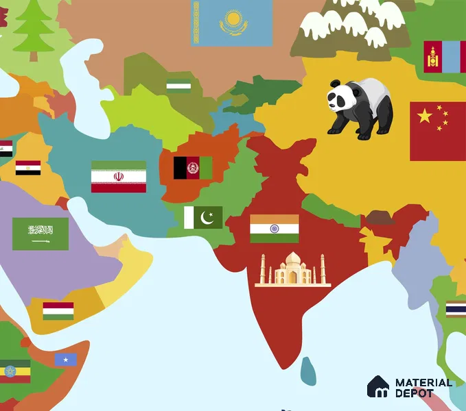 Cute World Map for Kids Room, Young Kids Bedroom Wallpapers Sparkla N Shine Series Soft Feel Map Design (Customised Size Wallpaper)