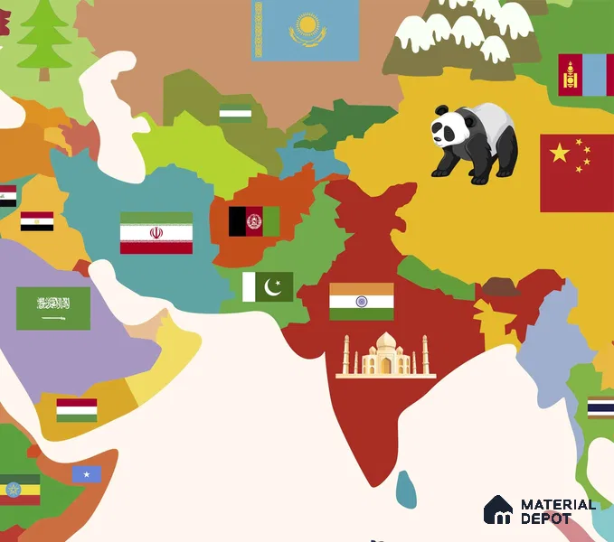 Cute World Map for Kids Room, Young Kids Bedroom Wallpapers Sparkla N Shine Series Soft Feel Map Design (Customised Size Wallpaper)