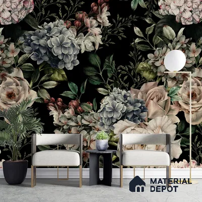 Dense Floral Wall Pattern, Customised Wallpaper Indrani Series Handmade Florals Design (Customised Size Wallpaper )