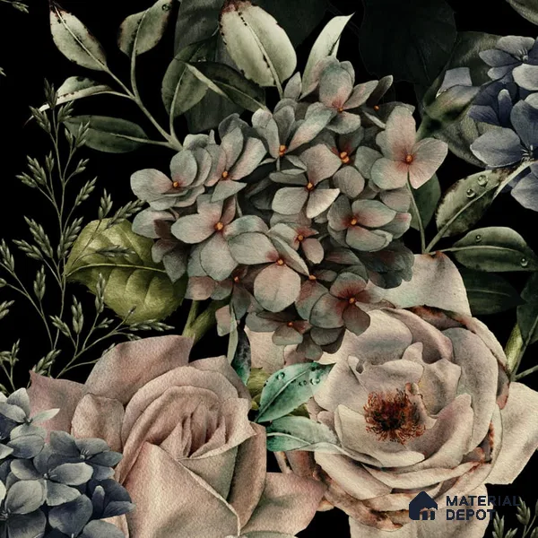 Dense Floral Wall Pattern, Customised Wallpaper Indrani Series Handmade Florals Design (Customised Size Wallpaper )
