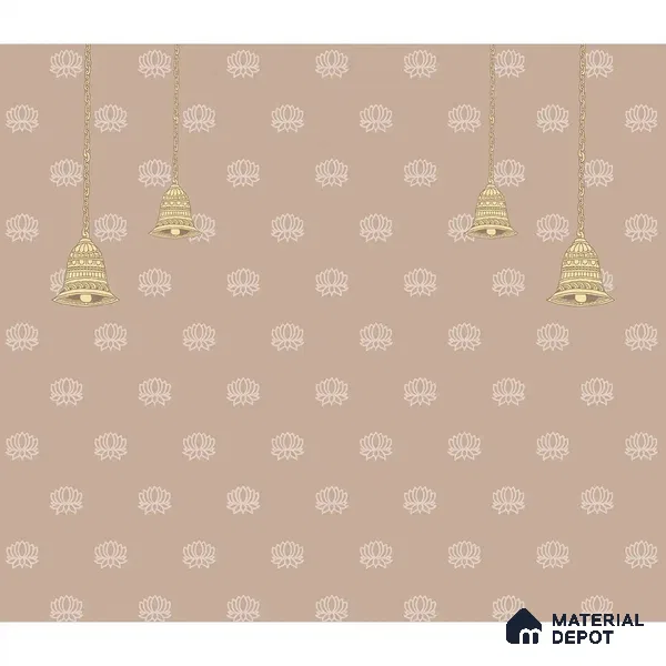 Divine Glow: Beautiful Beige Pichwai Soft Feel Wallpaper for Pooja Room, Customised