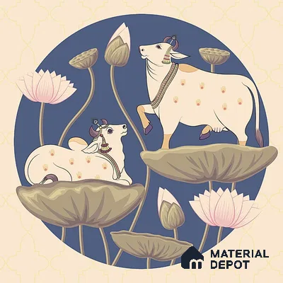 Divine Pichwai Beauty, Wallpaper for Wall, Customised Indrani Series Canvas Artistic Design (Customised Size Wallpaper )