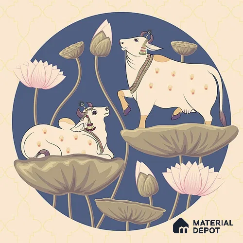 Divine Pichwai Beauty, Wallpaper for Wall, Customised Indrani Series Canvas Artistic Design (Customised Size Wallpaper )