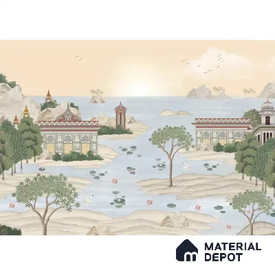 Dream Palace, a Fusion Theme Wallpaper for Homes, Customised Sukoon Series Handmade Patterned Design (Customised Size Wallpaper)