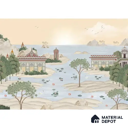 Dream Palace, a Fusion Theme Wallpaper for Homes, Customised Sukoon Series Handmade Patterned Design (Customised Size Wallpaper)