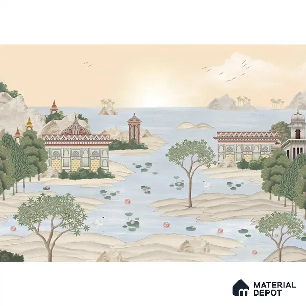 Dream Palace, a Fusion Theme Wallpaper for Homes, Customised Sukoon Series Handmade Patterned Design (Customised Size Wallpaper)