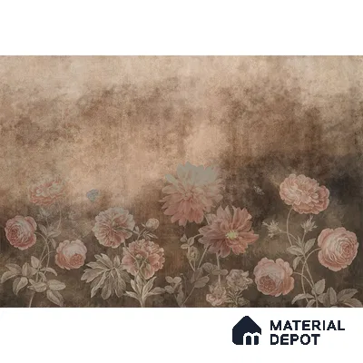 H901812 Dusky Charm, Rustic Floral Theme Wallpaper, Customised Sukoon Series Canvas Florals Design (Customised Size Wallpaper)