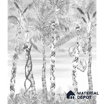 Ehsaas, Grisaille Foliage Wallpaper, Customised Sukoon Series Handmade Patterned Design (Customised Size Wallpaper)