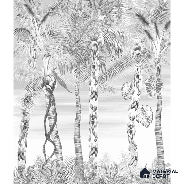 Ehsaas, Grisaille Foliage Wallpaper, Customised Sukoon Series Handmade Patterned Design (Customised Size Wallpaper)