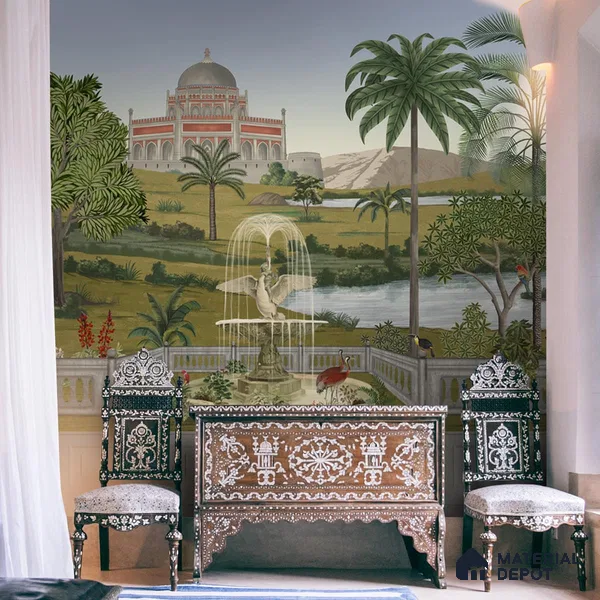 Fitorr, Vintage Style Room Wallpaper, Customised Sukoon Series Canvas Patterned Design (Customised Size Wallpaper)
