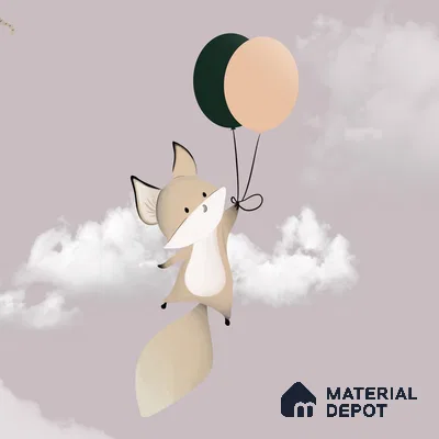 Flying Animals on Hot Air Balloons Wallpaper Design for Kids, Customised Sparkla N Shine Series Canvas Entertainment Design (Customised Size Wallpaper)