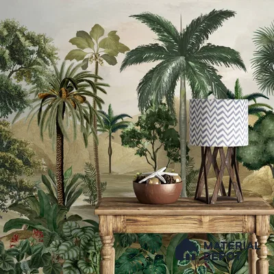 Forest Theme Wallpaper for Rooms, Customised Indrani Series Soft Feel Tropical Design (Customised Size Wallpaper )