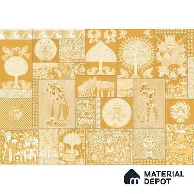 Geet Madhubani Sandstone Wallpaper Deep Yellow Color Customised Wallpaper