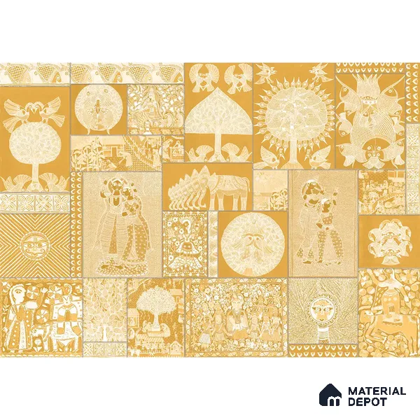 Geet Madhubani Sandstone Wallpaper Deep Yellow Color Customised Wallpaper