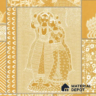 Geet Madhubani Sandstone Wallpaper Deep Yellow Color Customised Wallpaper