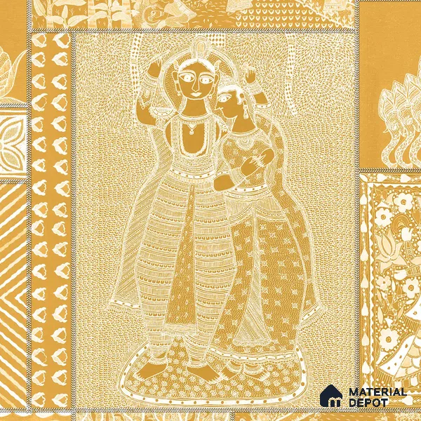 Geet Madhubani Sandstone Wallpaper Deep Yellow Color Customised Wallpaper