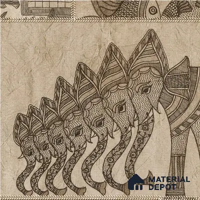 Geet Madhubani Sandstone Wallpaper In Vintage Brown (Customised Wallpaper)