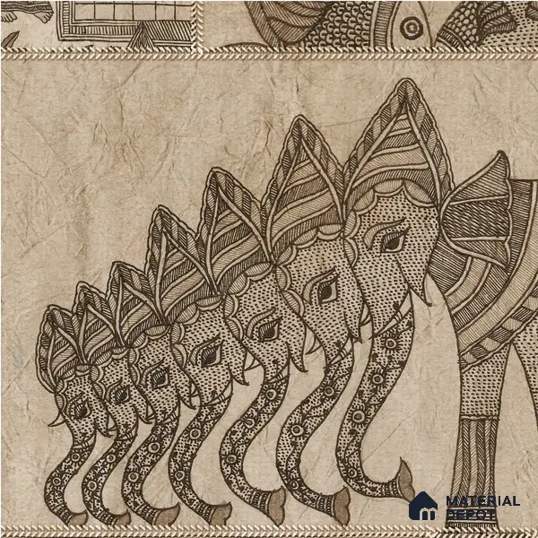 Geet Madhubani Sandstone Wallpaper In Vintage Brown (Customised Wallpaper)