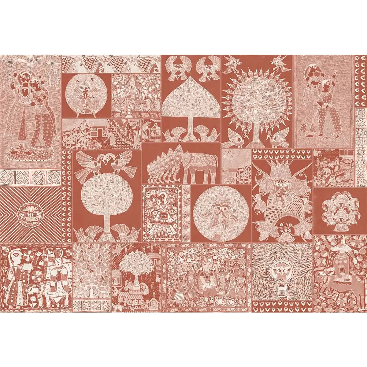 Geet Madhubani Canvas Wallpaper, | Material Depot