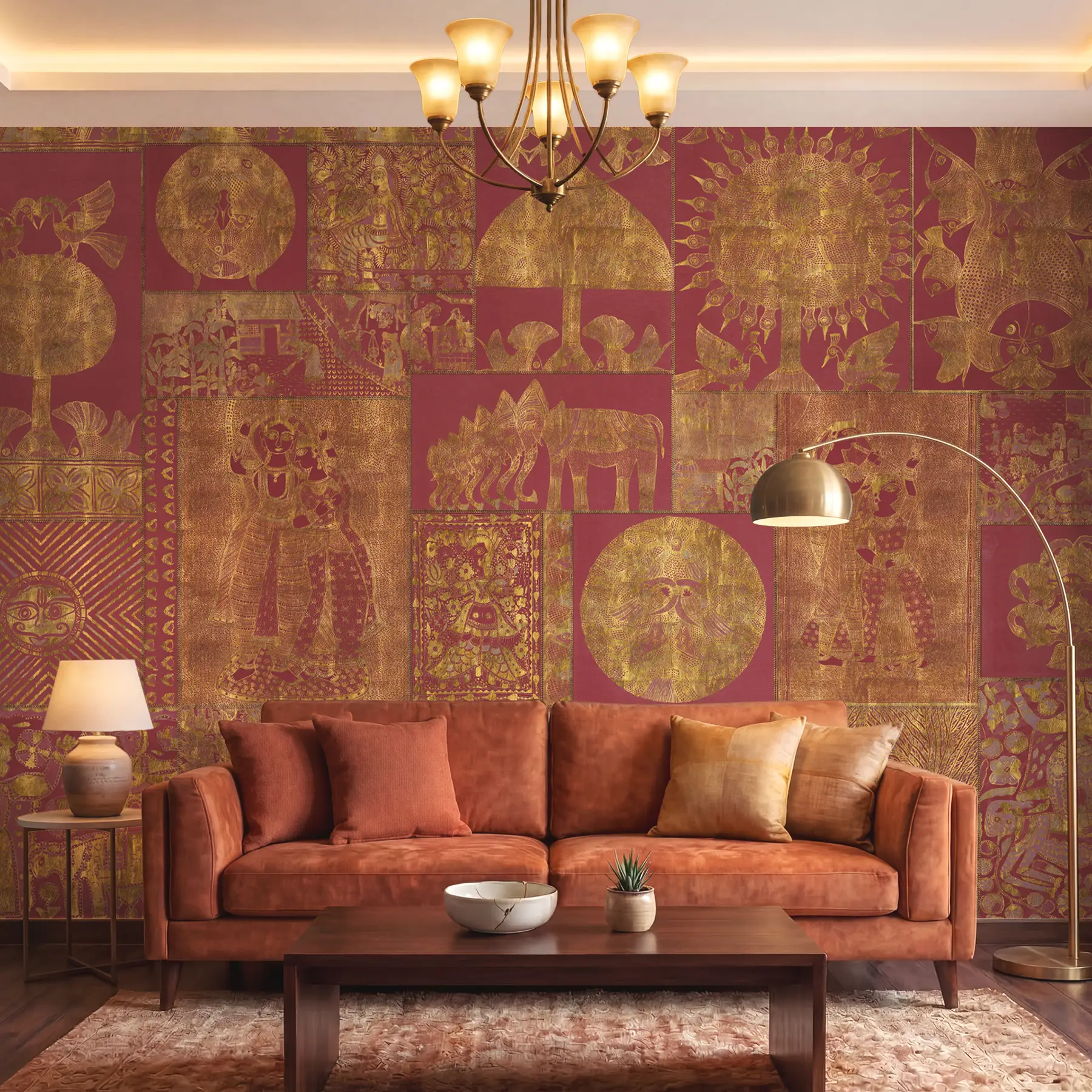 Geet Madhubani Customized Wallpaper Sandstone(Super Luxury)