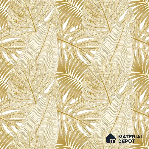 Gilded Greenery Tropical Leafy Splendor Wallpaper for Rooms Indrani Series Canvas Tropical Design (Customised Size Wallpaper )
