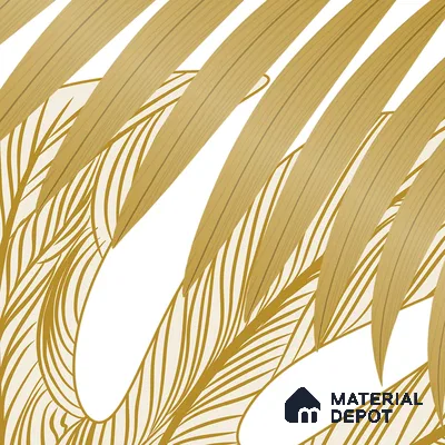 Gilded Greenery Tropical Leafy Splendor Wallpaper for Rooms Indrani Series Canvas Tropical Design (Customised Size Wallpaper )