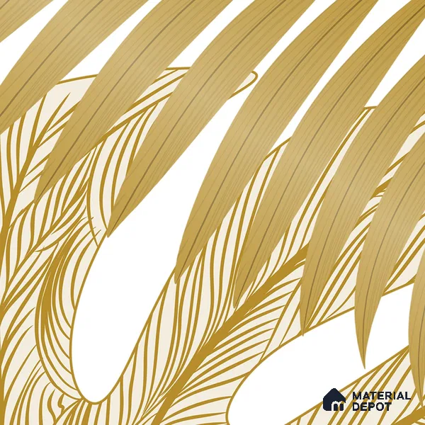 Gilded Greenery Tropical Leafy Splendor Wallpaper for Rooms Indrani Series Canvas Tropical Design (Customised Size Wallpaper )
