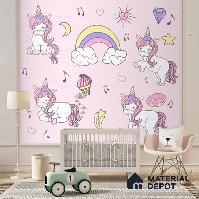 Girl Room Unicorn Customised Wallpaper Sparkla N Shine Series Soft Feel Entertainment Design (Customised Size Wallpaper)