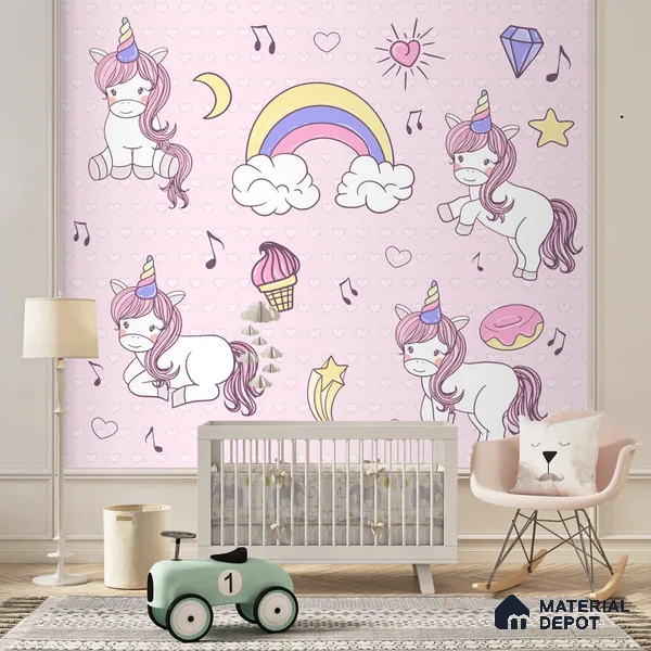 Girl Room Unicorn Customised Wallpaper Sparkla N Shine Series Soft Feel Entertainment Design (Customised Size Wallpaper)