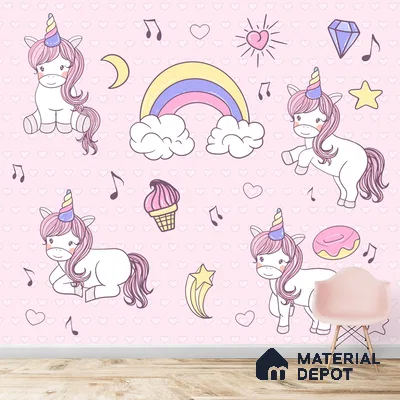 Girl Room Unicorn Customised Wallpaper Sparkla N Shine Series Soft Feel Entertainment Design (Customised Size Wallpaper)