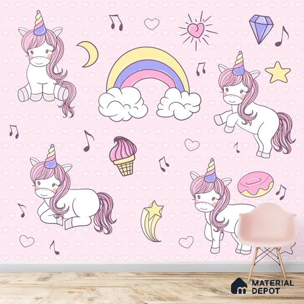 Girl Room Unicorn Customised Wallpaper Sparkla N Shine Series Soft Feel Entertainment Design (Customised Size Wallpaper)