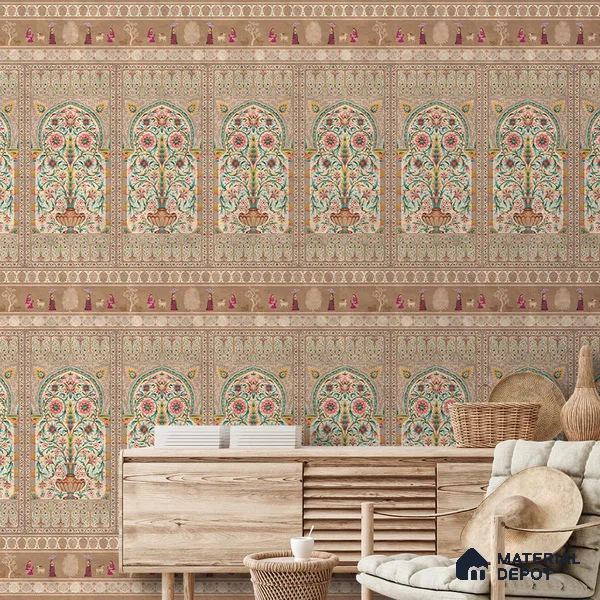 Gitanjali, Indian Luxury Design Wallpaper, Customised Sukoon Series Handmade Patterned Design (Customised Size Wallpaper)