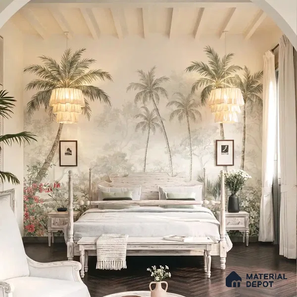 Goa Coastal Romance- Luxury Tropical Handmade Wallpaper