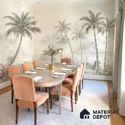 Goa Coastal Romance- Luxury Tropical Handmade Wallpaper