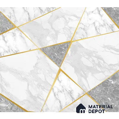 Golden Strips with Natural Marble Wall Wallpaper, Customised Indrani Series Soft Feel Marble Design (Customised Size Wallpaper )